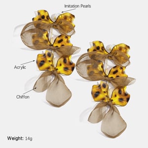 1 Pair Retro Leopard Flower Fabric Dangle Earrings h5 Picture2