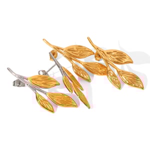 1 Pair Simple  Leaf Stainless Steel   Gold Color  Women's Stud Earrings h5 Picture6