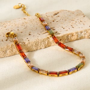 1 Piece Luxurious  Chain Rectangle Stainless Steel  Zircon Women's Chain Bracelets h5 Picture4