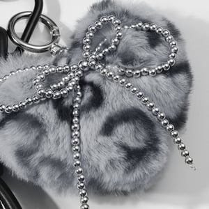 1 Piece Leopard Print Plush Heart Bag Charm h5 Picture6