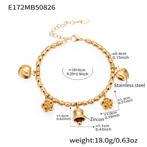 1 Piece Luxurious Heart Stainless Steel Gold Color Zircon Women's Charm Bracelets h5