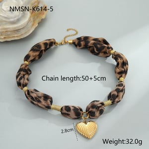 1 Stück Herz Leopardenmuster Edelstahl Gold Farbe Damen Anhänger Halsketten h5 