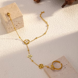 1 Piece Classic Flower Stainless Steel Gold Color Chain Bracelet h5 Picture3