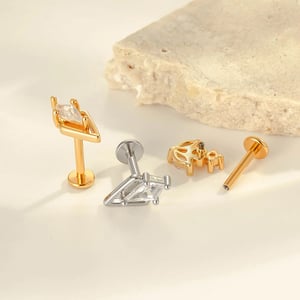 1 Piece Luxurious Rectangle Copper Gold Color Zircon Women's Piercing Earrings h5 Picture3