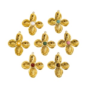 1 Piece  Sweet Flower Stainless Steel   Gold Color  Women's Pendants h5 Picture4