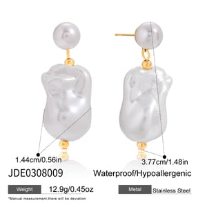1 Pair Elegant Irregular Shape Stainless Steel Gold Color Women's Drop Earrings h5 Picture2