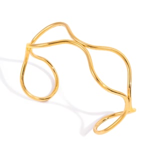 1 Piece Daily Curve Stainless Steel Gold Color Women's Cuff Bracelets h5