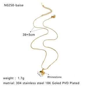 1 Piece Cherry Rhinestone Gold Color Pendant Necklace h5 Picture2