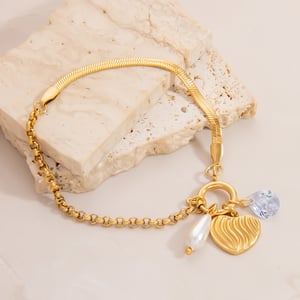 1 Piece Elegant Heart Stainless Steel Zircon Charm Bracelet h5 Picture3