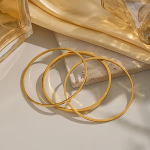 1 Piece Solid Color Circle Stainless Steel Bangle h5 Picture2