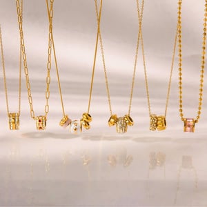 1 Piece Exquisite Classic Circle Stainless Steel Gold Color Zircon Women's Pendant Necklaces h5 Picture6