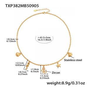 Marine Organism Series Stainless Steel Gold Color Zircon Women's Jewelry Sets h5