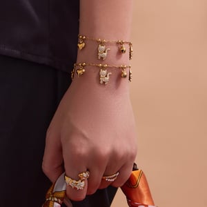 Delicate Cute Kitty Stainless Steel Gold Color Zircon Women's Jewelry Sets h5 Picture5