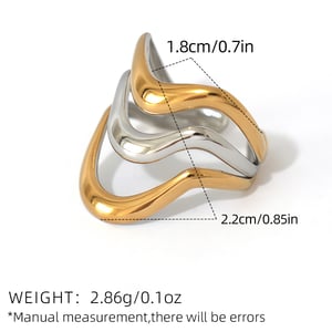 1 Piece Woven Mixed Gold Color And Silver Colors Stainless Steel Women‘s  Statement Rings h5 Picture2