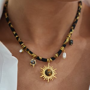 1 Piece Retro Sun Leopard Print Stainless Steel   Gold Color  Women's Pendant Necklaces h5 Picture6
