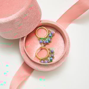 1 Pair Elegant Circle Calaite Stainless Steel Gold Color Women's Hoop Earrings h5 Picture6