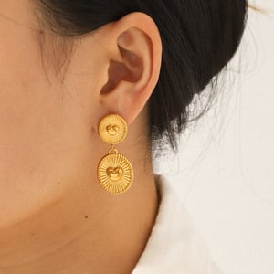 1 Pair Heart Stainless Steel Gold Color Drop Earrings h5 Picture4
