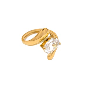 1 Piece Simple Irregular Shape Stainless Steel   Gold Color Women's Gemstone Ring h5