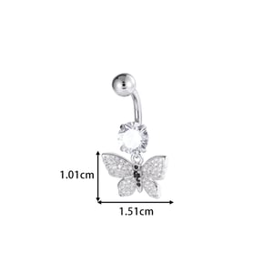 1 Piece Heart Butterfly Copper Zircon Navel Piercing h5 Picture2