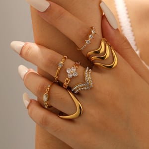 Anillo minimalista de acero inoxidable color dorado de 1 pieza h5 Imagen3