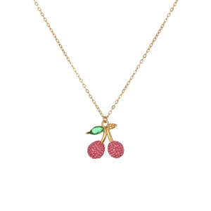 1 Piece Luxurious  Sweet Cherry Stainless Steel   Gold Color  Women's Pendant Necklaces h5 Picture5