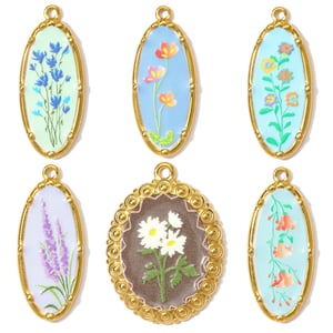 1 Piece Elegant Flower Oval Stainless Steel Gold Color Women's Pendants h5 Picture5