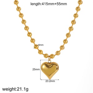 1 collar con colgante de corazón de acero inoxidable color dorado h5 