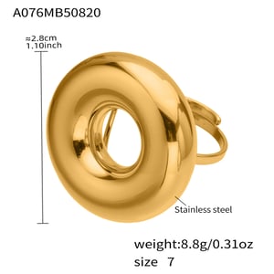 1 Piece Sleek Circle Stainless Steel Gold Color Statement Rings h5 Picture2