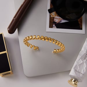 1 Piece Simple Coil Stainless Steel Gold Color Women's Cuff Bracelets h5 Picture6