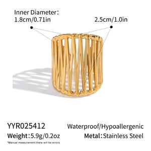 1 Piece Hollowed-out Stainless Steel Gold Color Statement Ring h5