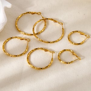 1 Set Einfache Tägliche Kreis Edelstahl Gold Farbe frauen Ohrring Sets h5 Bild3