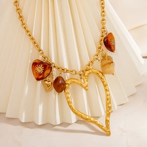 Collier avec pendentif en forme de cœur irrégulier en acier inoxydable pour femme, 1 pièce h5 Image5