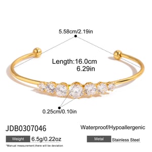 1 Piece Luxurious Circle Stainless Steel Gold Color Zircon Women's Bangles h5 Picture2