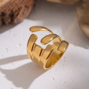 1 Piece Irregular Shape Stainless Steel Gold Color Statement Ring h5 Picture3
