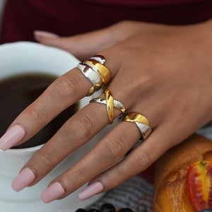 1 Piece  Simple Irregular Shape Stainless Steel   Gold Color  Women's Statement Rings h5 Picture5