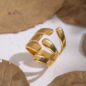 1 Piece Irregular Shape Stainless Steel Gold Color Statement Ring h5 Picture4