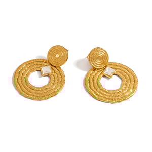 1 Pair Punk Circle Stainless Steel Gold Color Drop Earrings h5 Picture5