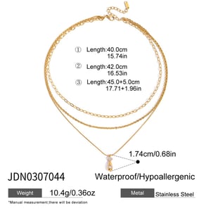 1 Piece Classic Droplet Stainless Steel Gold Color Zircon Women's Layered Necklaces h5 Picture2