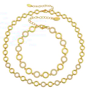 Classic Circle Stainless Steel Gold Color Zircon Women's Jewelry Sets h5 Picture4