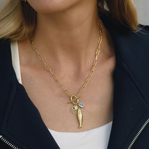 1 Piece Dazzling Devil's Eye Fish Stainless Steel Gold Color Women's Pendant Necklaces h5 Picture6