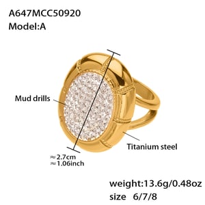 1 Piece Lustrous Clover Stainless Steel Gold Color Statement Rings h5