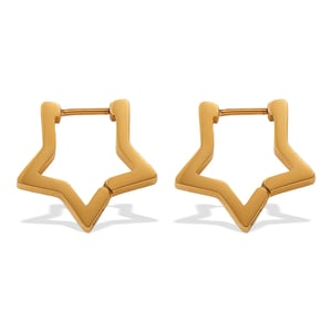 1 Paar Creolen aus Edelstahl in Sternform, goldfarben h5 Bild4