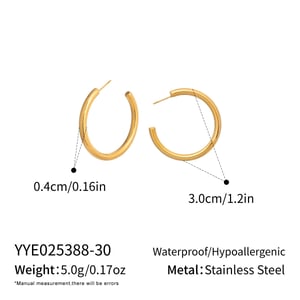 1 Pair Stainless Steel Gold Color Hoop Earrings h5