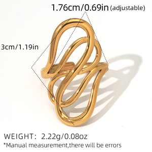 1 Piece Simple Irregular Shape Lines Stainless Steel Women's  Statement Rings h5 Picture2