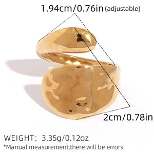 Bague simple et irrégulière en acier inoxydable couleur or pour femme h5 Image2