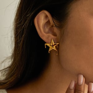 1 Pair Designable Star Stainless Steel Gold Color Women's Stud Earrings h5 Picture5