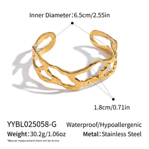 1 Piece Irregular Shape Hollowed-out Stainless Steel Cuff Bracelet h5 
