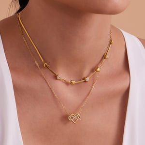 Romantic Heart&Infinity Stainless Steel Gold Color Zircon Women's Jewelry Sets h5 Picture3