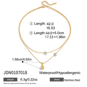 1 Piece Classic Droplet Stainless Steel Gold Color Women's Layered Necklaces h5 Picture2