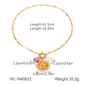 1 Piece Sun Stainless Steel Gold Color Pendant Necklace h5 Picture2
